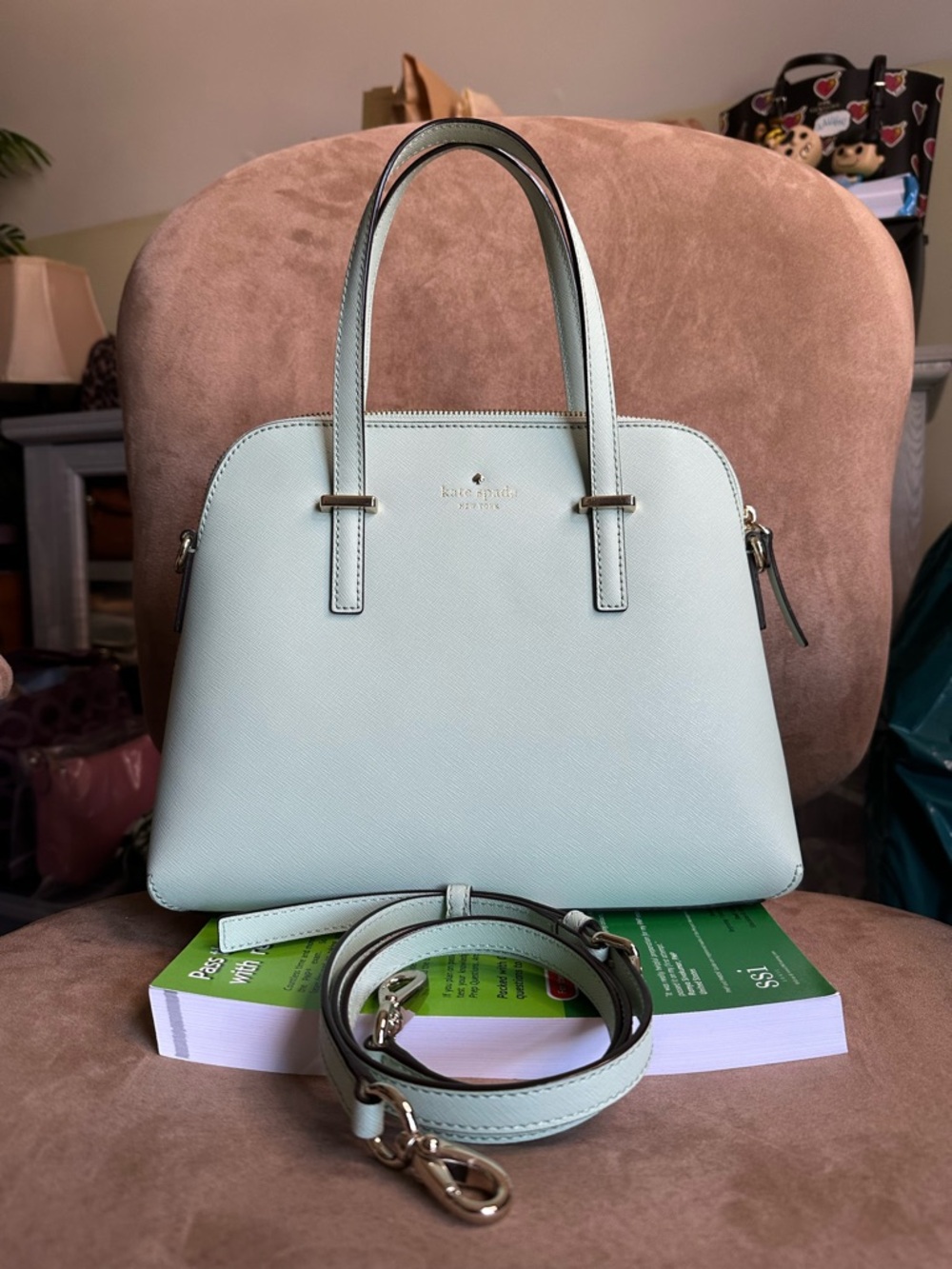 kate spade Cedar Street Maise Satchel Green Saffiano Leather Excellent Condition